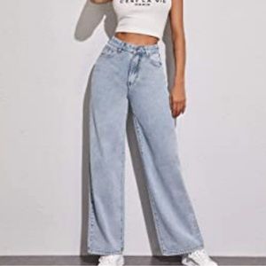 NEW SHEIN WIDE LEG HIGH WAISTED JEANS L 8/10 .
